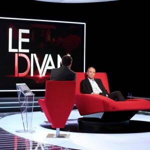 Exclusif - Marc-Olivier Fogiel et son invité Jean-François Copé lors de l'enregistrement de l'émission Le Divan. Tournage réalisé le 9 janvier 2016, diffusé le mardi 19 janvier 2016. © Dominique Jacovides