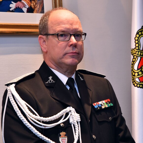 Le prince Albert II de Monaco lors de la cérémonie des Voeux de la Police Monégasque dans les locaux de la Sûreté publique à Monaco, le 19 janvier 2016 © Bruno Bébert / Bestimage