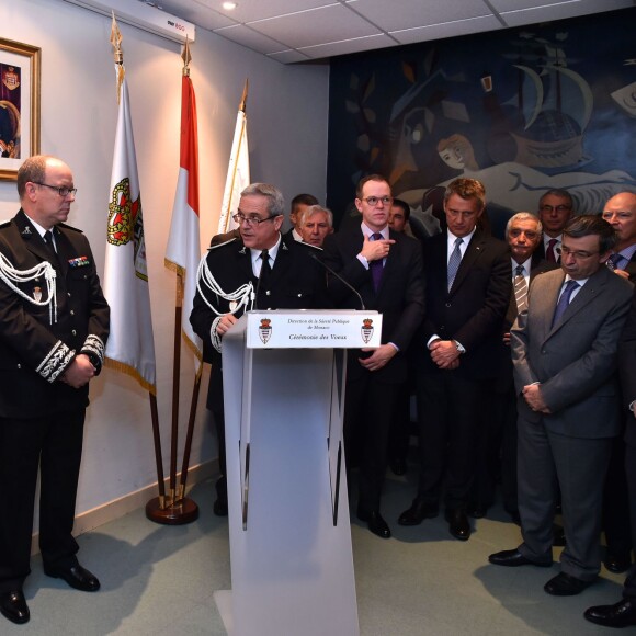 Le prince Albert II de Monaco lors de la cérémonie des Voeux de la Police Monégasque dans les locaux de la Sûreté publique à Monaco, le 19 janvier 2016 © Bruno Bébert / Bestimage