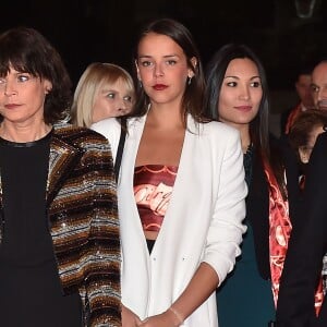 La princesse Stéphanie de Monaco, Pauline Ducruet et Marie, la compagne de Louis Ducruet, arrivent au chapiteau de Fontvieille pour assister au Golden Gala Show du 40e Festival International du Cirque de Monte Carlo, le 19 janvier 2016. © Bruno Bébert/Bestimage