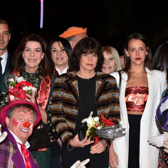 Pierre Casiraghi, Caroline de Hanovre, Stéphanie de Monaco et Pauline Ducruet arrivent au chapiteau de Fontvieille pour assister au Golden Gala Show du 40e Festival International du Cirque de Monte Carlo, le 19 janvier 2016. © Bruno Bébert/Bestimage