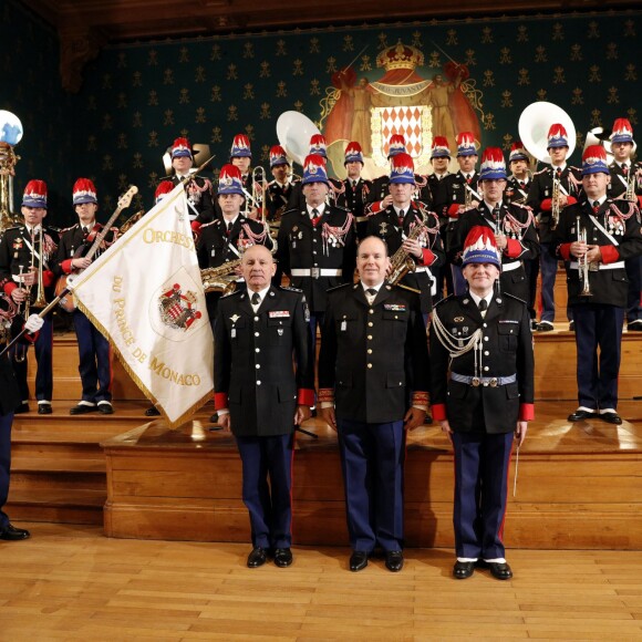 Le prince Albert II de Monaco participait le 20 janvier 2016 à la fête de la Saint-Sébastien, saint patron de la Compagnie des carabiniers du prince, célébrée à l'occasion d'une messe en la cathédrale et d'une réception. © Jean-Charles Vinaj/Pool Restreint/Bestimage