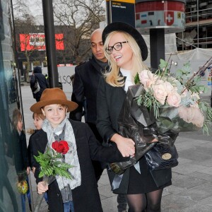 Please Hide Children's Faces Prior To The Publication - Spice Girl Emma Bunton takes a walk with her family, Tate Lee Jones, Jade Jones, Beau Lee Jones as she celebrates her birthday outside Capital Radio in London, England, UK on January 21, 2016. Photo by ABACAPRESS.COM21/01/2016 - London