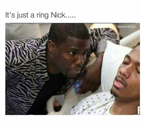 Nick Cannon réagit à l'annonce des fiançailles de son ex Mariah Carey, en publiant un photo-montage hilarant sur sa page Instageam, le 23 janvier 2016.