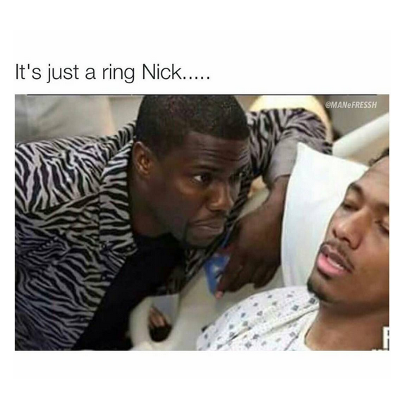 Nick Cannon réagit à l'annonce des fiançailles de son ex Mariah Carey, en publiant un photo-montage hilarant sur sa page Instageam, le 23 janvier 2016.