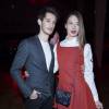 Pierre Niney et sa compagne Natacha Andrews - Défilé Dior Homme (collection automne-hiver 2016-2017) au Tennis Club de Paris. Paris, le 23 janvier 2016.