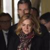 L'infante Cristina d'Espagne et son mari Iñaki Urdangarin quittant le tribunal de Palma de Majorque après l'audience des questions préliminaires du procès Noos, le 11 janvier 2016.