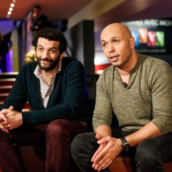 Eric Judor et Ramzy Bédia assistent à la première du film La Tour 2 Contrôle Infernale, à Paris, le 1er Février.