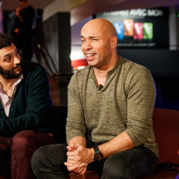 Eric Judor et Ramzy Bédia assistent à la première du film La Tour 2 Contrôle Infernale, à Paris, le 1er Février.