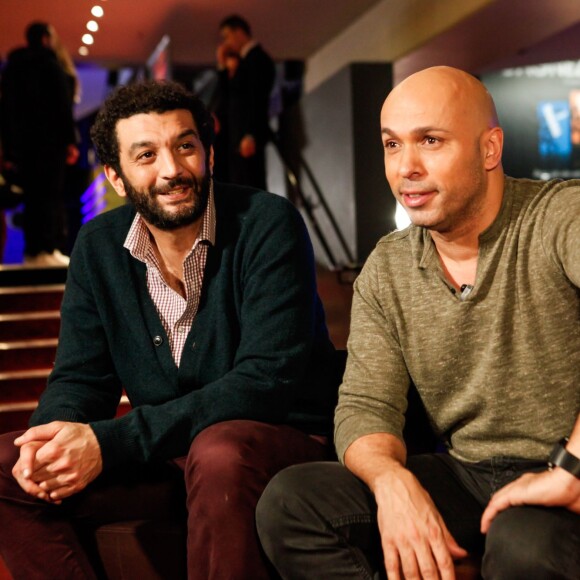 Eric Judor et Ramzy Bédia assistent à la première du film La Tour 2 Contrôle Infernale, à Paris, le 1er Février.