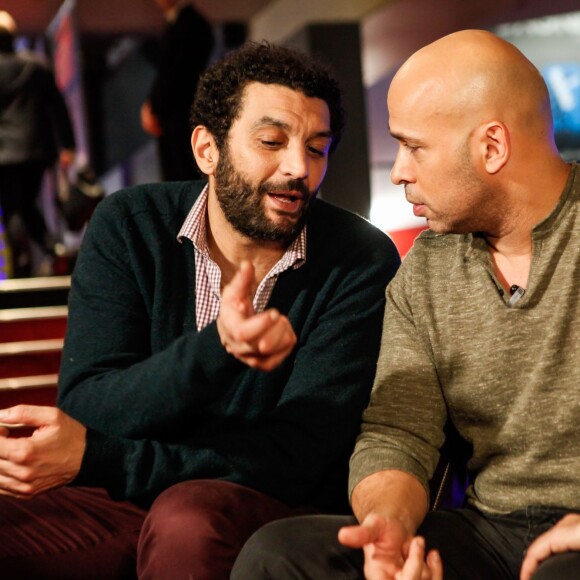 Eric Judor et Ramzy Bédia assistent à la première du film La Tour 2 Contrôle Infernale, à Paris, le 1er Février.