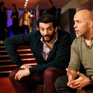 Eric Judor et Ramzy Bédia assistent à la première du film La Tour 2 Contrôle Infernale, à Paris, le 1er Février.