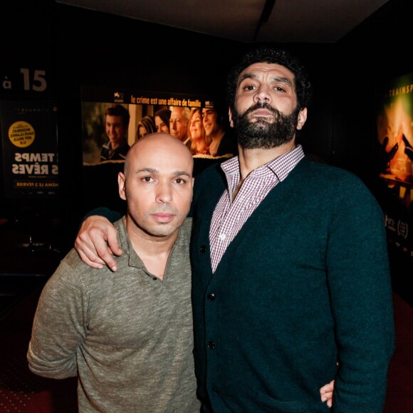 Eric Judor et Ramzy Bédia assistent à la première du film La Tour 2 Contrôle Infernale, à Paris, le 1er Février.