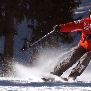 Michael Schumacher sur les pentes du domaine de Madonna di Campiglio, le 13 janvier 2005