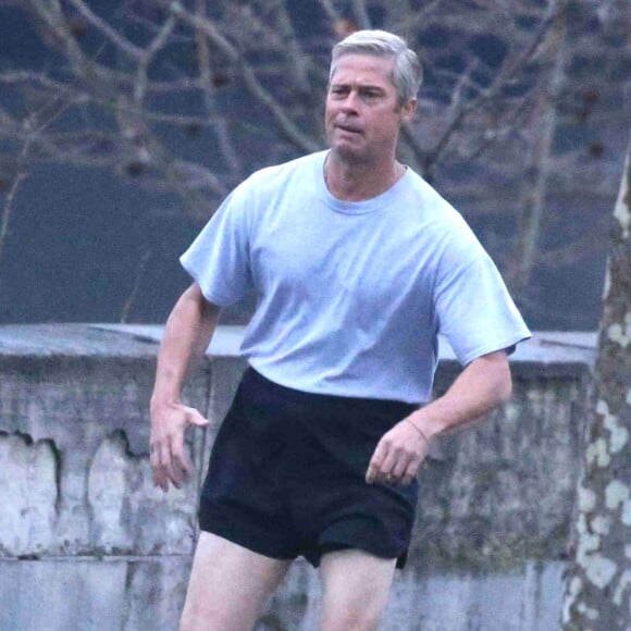 Exclusif - L'acteur Brad Pitt sur le tournage de "War Machine" à Paris. Le 31 janvier 2016.