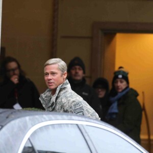 Exclusif - L'acteur Brad Pitt sur le tournage de "War Machine" à Paris. Le 31 janvier 2016.