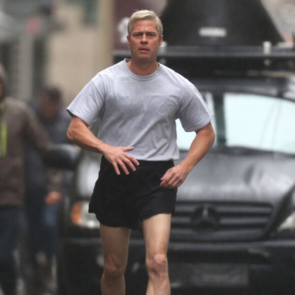 Exclusif - L'acteur Brad Pitt sur le tournage de "War Machine" à Paris. Le 31 janvier 2016.