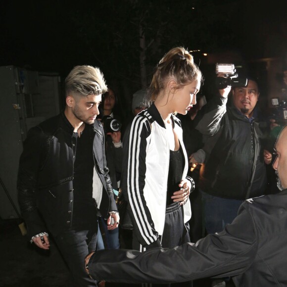 Gigi Hadid et son compagnon Zayn Malik arrivent au club Nice Guy à Los Angeles le 2 février 2016. © CPA / Bestimage