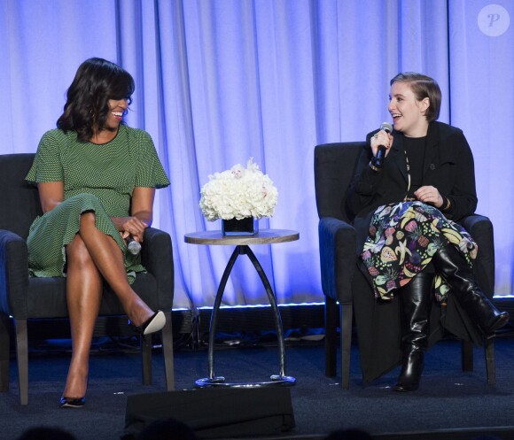 Michelle Obama et Lena Dunham à l'American Magazine Media Conference à New York, le 2 février 2016.