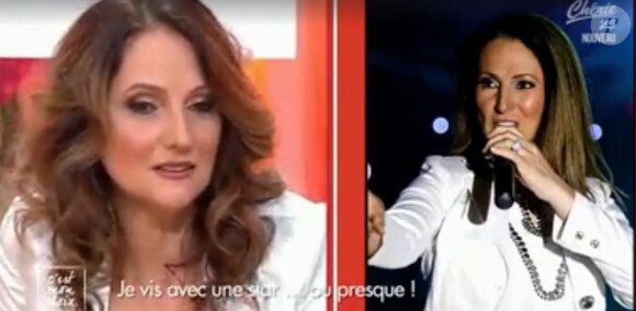 Nayah, le sosie de Céline Dion, sur le plateau de C'est mon choix, le 10 février 2016