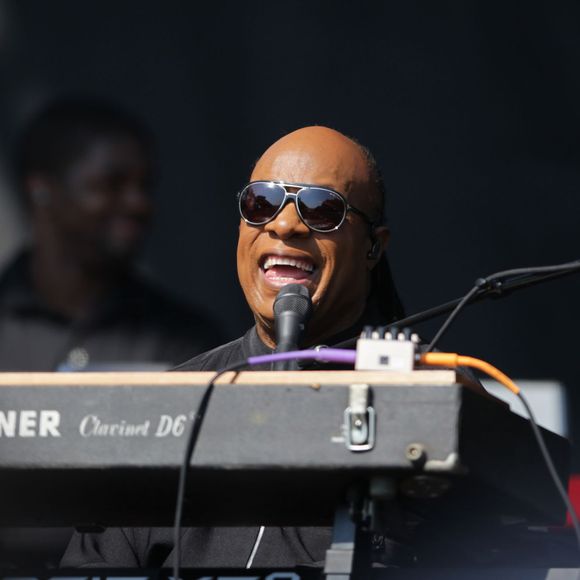 Stevie Wonder sur scène à l'Armory Mall de Washington, le 17 août 2015