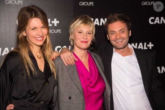 Lauren Bastide, Maïtena Biraben et Augustin Trapenard - Soirée des animateurs du Groupe Canal+ au Manko à Paris. Le 3 février 2016.