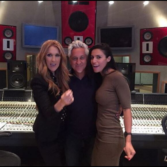 Céline Dion, Humberto Gatica et Zaho en studio à Las Vegas, en 2015