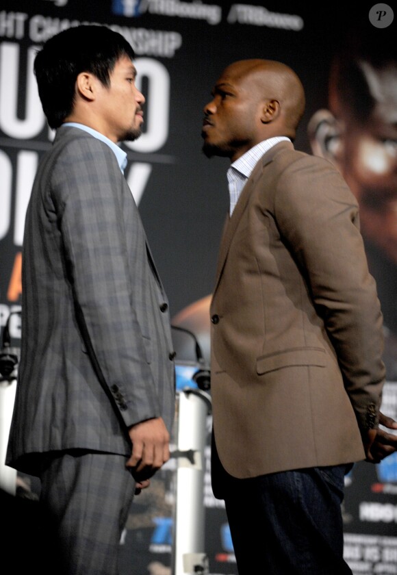 Manny Pacquiao lors de la pesée au Madison Square Garden de New York le 21 janvier 2016 en vue de son combat face à Timothy Bradley le 9 avril prochain au MGM Grand de Las Vegas