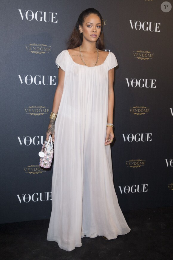 Rihanna à la Soirée pour les 95 ans du magazine Vogue, avenue d'Iena à Paris, le 3 octobre 2015.