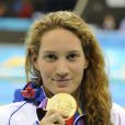  Camille Muffat lors de sa victoire aux JO de Londres sur 400m nage libre le 29 juillet 2012 