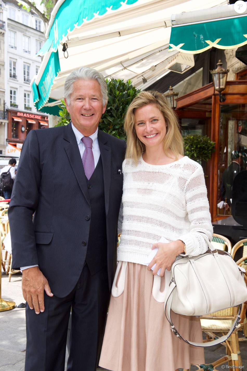 Pierre Dhostel et sa fille Caroline Bellemare - Déjeuner Pères et Filles au restaurant Les deux ...