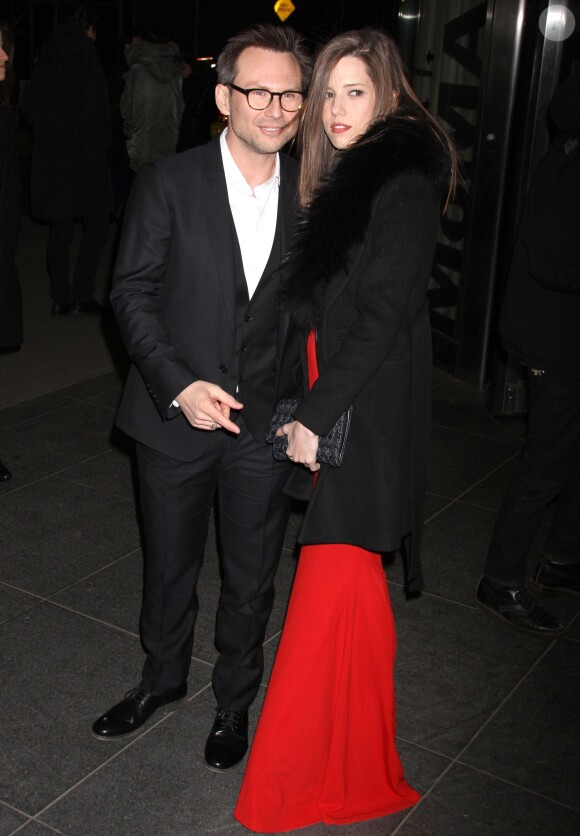 Christian Slater et sa femme Brittany Lopez à la Première du film "Nymphomaniac" au Musée d'Art Moderne de New York, le 13 mars 2014.