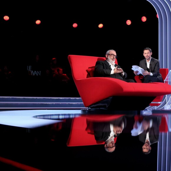 Exclusif - Dominique Farrugia est l'invité du Divan de Marc-Olivier Fogiel, dans l'émission enregistrée le 29 janvier 2016 pour une diffusion le mardi 1er mars 2016 sur France 3 à 23h10. © Dominique Jacovides