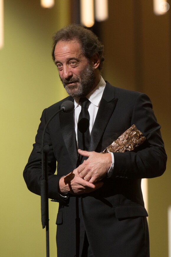 Vincent Lindon (César du meilleur acteur pour "La loi du marché") - 41e cérémonie des César au Théatre du Chatelet à Paris le 26 février 2016