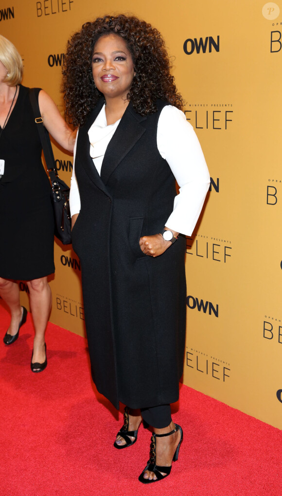 Oprah Winfrey à la présentation de l'émission "Belief" à New York, le 14 octobre 2015