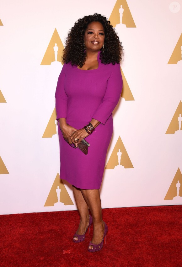 Oprah Winfrey lors de la réception pour les nominés aux Oscars à l'hôtel Hilton à Los Angeles. Le 2 février 2015
