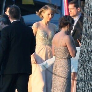 Exclusif - Taylor Swift demoiselle d'honneur au mariage de sa meilleure amie d'enfance, Britany Maack, avec qui elle a grandi en Pennsylvanie, le 20 février 2016. Les deux amies portent des robes de la designer Reem Acra.