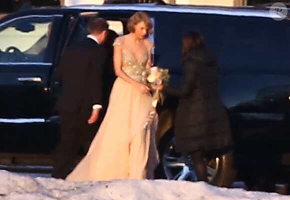 Exclusif - Taylor Swift demoiselle d'honneur au mariage de sa meilleure amie d'enfance, Britany Maack, avec qui elle a grandi en Pennsylvanie, le 20 février 2016. Les deux amies portent des robes de la designer Reem Acra.