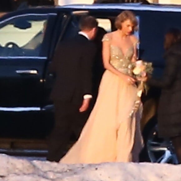 Exclusif - Taylor Swift demoiselle d'honneur au mariage de sa meilleure amie d'enfance, Britany Maack, avec qui elle a grandi en Pennsylvanie, le 20 février 2016. Les deux amies portent des robes de la designer Reem Acra.