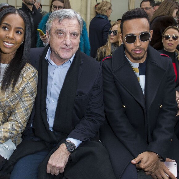 Kelly Rowland, Sidney Toledano et Lewis Hamilton - Défilé John Galliano (collection automne -hiver 2016/2017) au lycée Carnot. Paris, le 6 mars 2016.