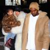 Kim Kardashian, son mari Kanye West et leur fille North sortent en famille le soir de la Saint-Valentin à New York le 14 février 2016