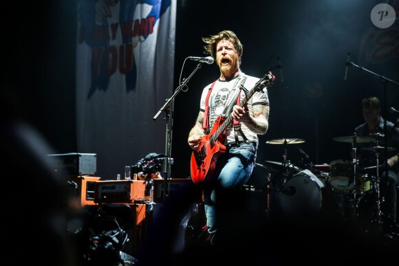Jesse Hughes - Concert des Eagles Of Death Metal à l'Olympia à Paris le 16 février 2016. Trois mois après la tragédie du Bataclan le 13 novembre, le groupe américain est remonté sur scène.