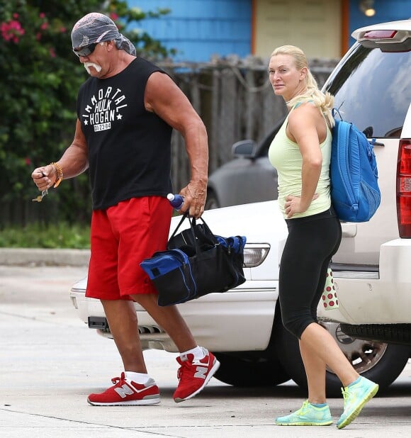 Exclusif - Hulk Hogan et sa seconde épouse Jennifer McDaniel sortent de leur cours de gym à Los Angeles Le 25 Juillet 2015