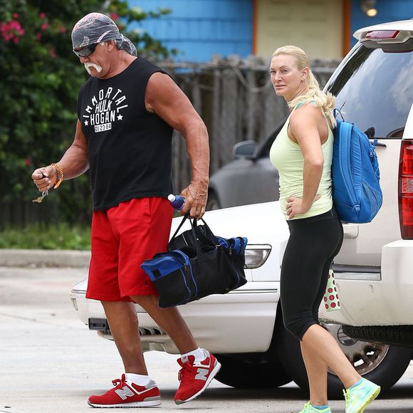 Exclusif - Hulk Hogan et sa seconde épouse Jennifer McDaniel sortent de leur cours de gym à Los Angeles Le 25 Juillet 2015