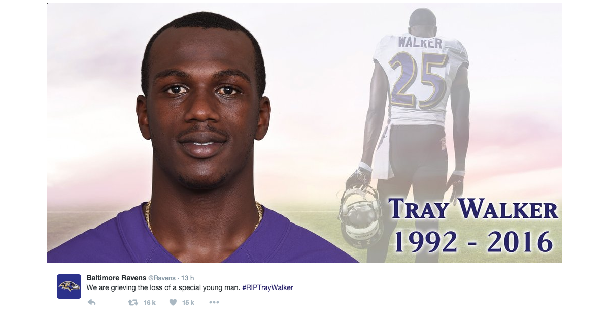 Tray Walker, mort à 23 ans Les Ravens de Baltimore en état de choc