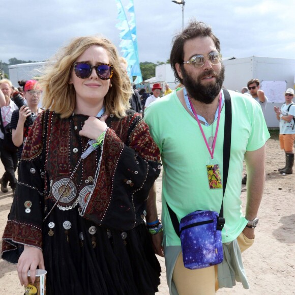 La chanteuse Adele et son compagnon Simon Konecki - Festival Glastonbury 2015, le 28 juin 2015.