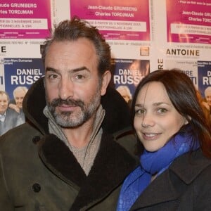 Jean Dujardin et sa compagne Nathalie Péchalat - Photocall de la générale de la pièce "L'être ou pas" au Théâtre Antoine à Paris le 21 mars 2016. © Coadic Guirec/Bestimage