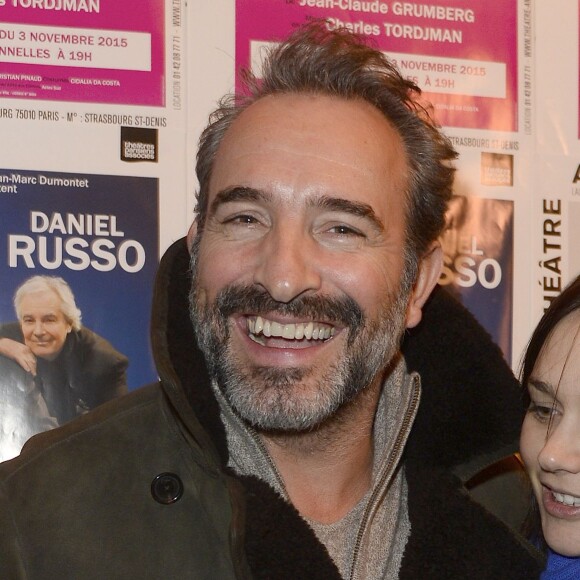 Jean Dujardin et sa compagne Nathalie Péchalat - Photocall de la générale de la pièce "L'être ou pas" au Théâtre Antoine à Paris le 21 mars 2016. © Coadic Guirec/Bestimage