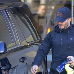 David Beckham à la sortie de son cours de Soul Cycle à Brentwood, le 29 mars 2016