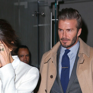 Victoria et David Beckham à la sortie de leur hôtel à New York, le 8 février 2016
